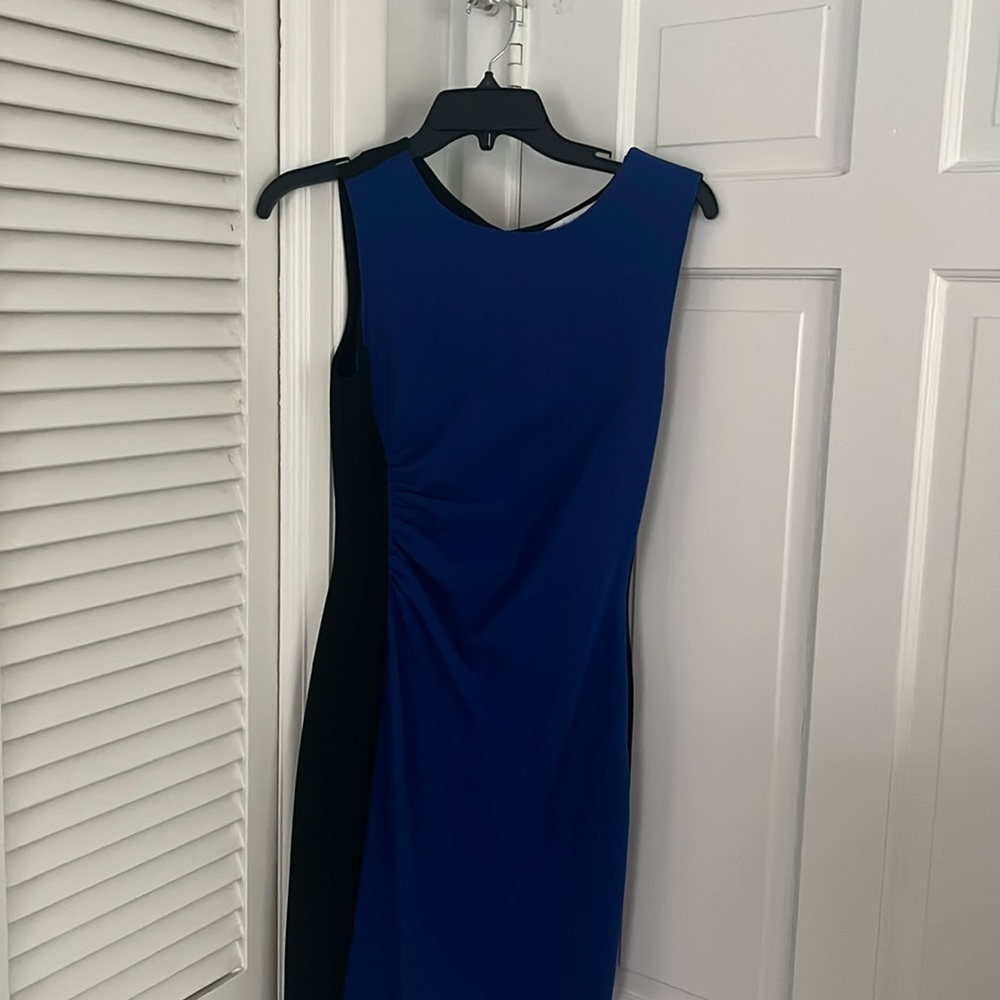 DVF blue and black color block dress